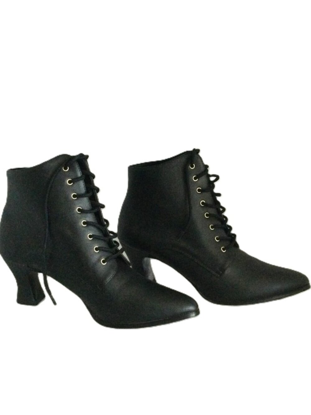 Funtasma Pleaser Victorian 35 Black Lace Up Ankle Boots Spool Heel NIB Size 8